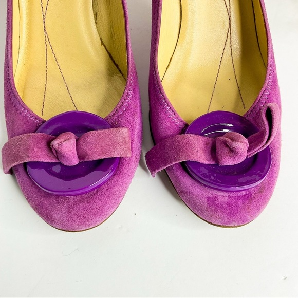 VINTAGE Kate Spade Purple Leather Button Heels - In Great Condition Size 6 W - Picture 3 of 9
